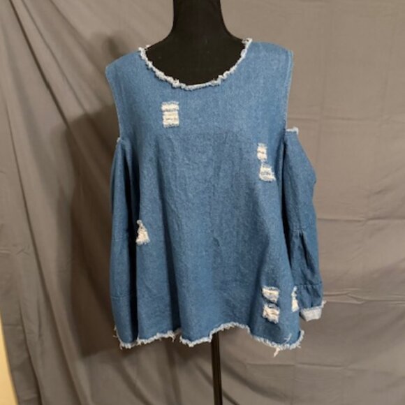 Say What? Tops - SAY WHAT? Denim Blouse Size 3X